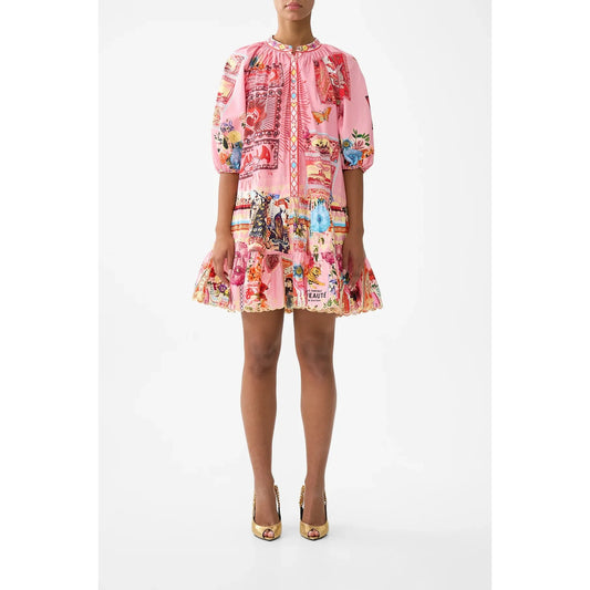 Camilla Puff Sleeve Shirt Dress - Collage Kingdom Collking