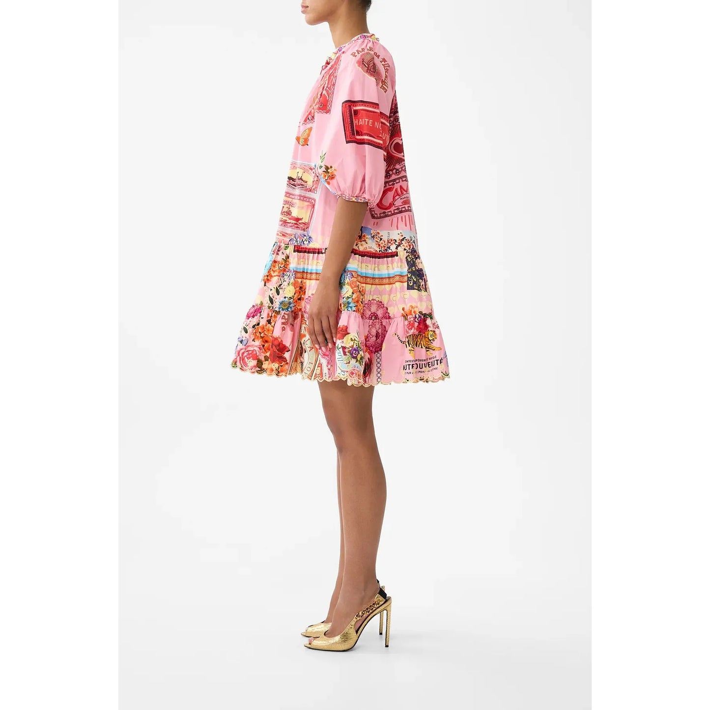 Camilla Puff Sleeve Shirt Dress - Collage Kingdom Collking