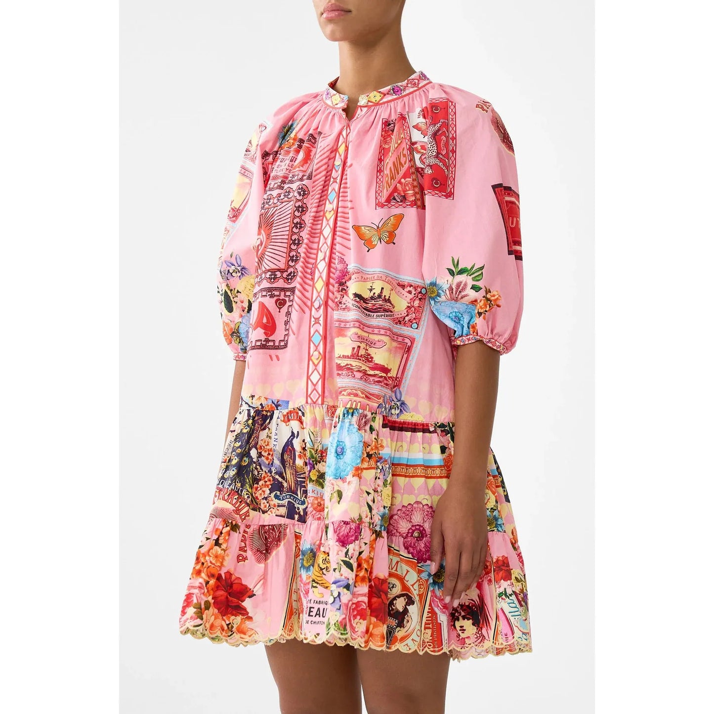 Camilla Puff Sleeve Shirt Dress - Collage Kingdom Collking