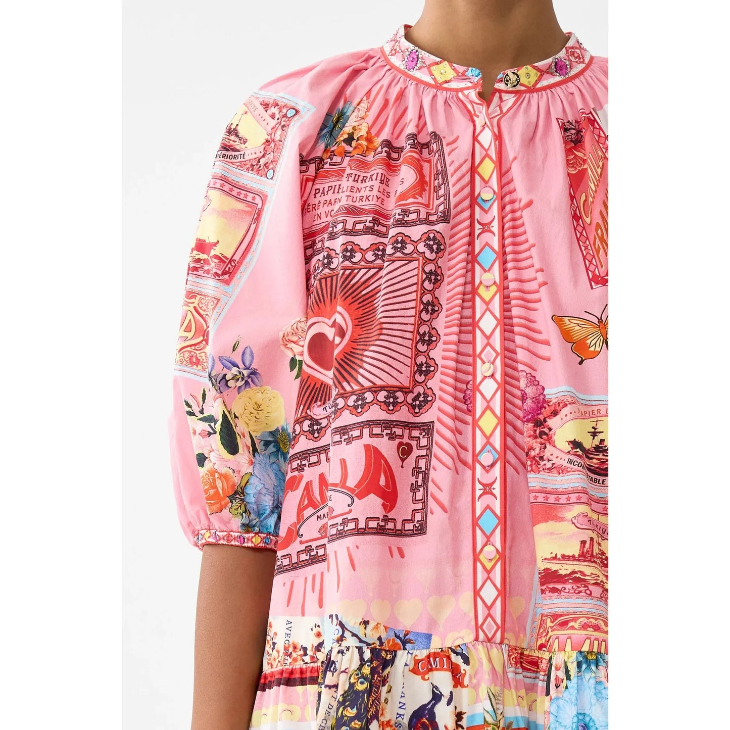 Camilla Puff Sleeve Shirt Dress - Collage Kingdom Collking