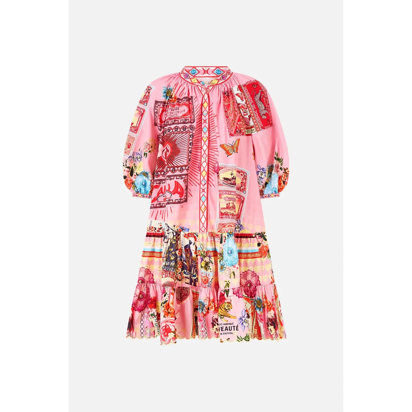 Camilla Puff Sleeve Shirt Dress - Collage Kingdom Collking