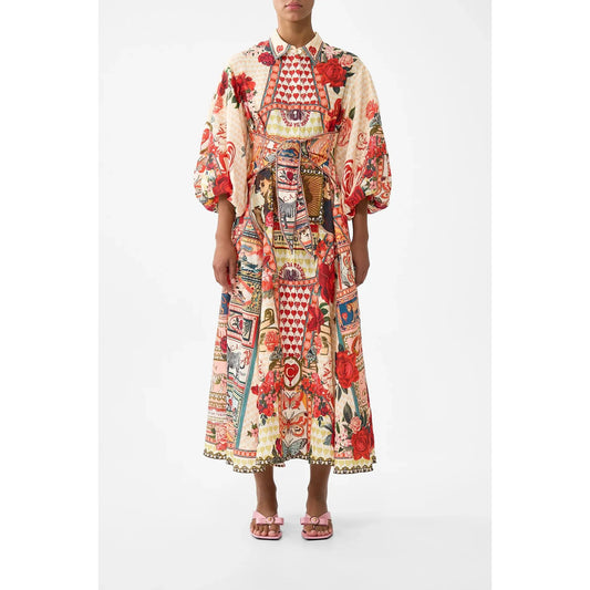 Camilla Waist Tie Shirt Dress With Bubble Sleeve - High Class Hookah Highbrook