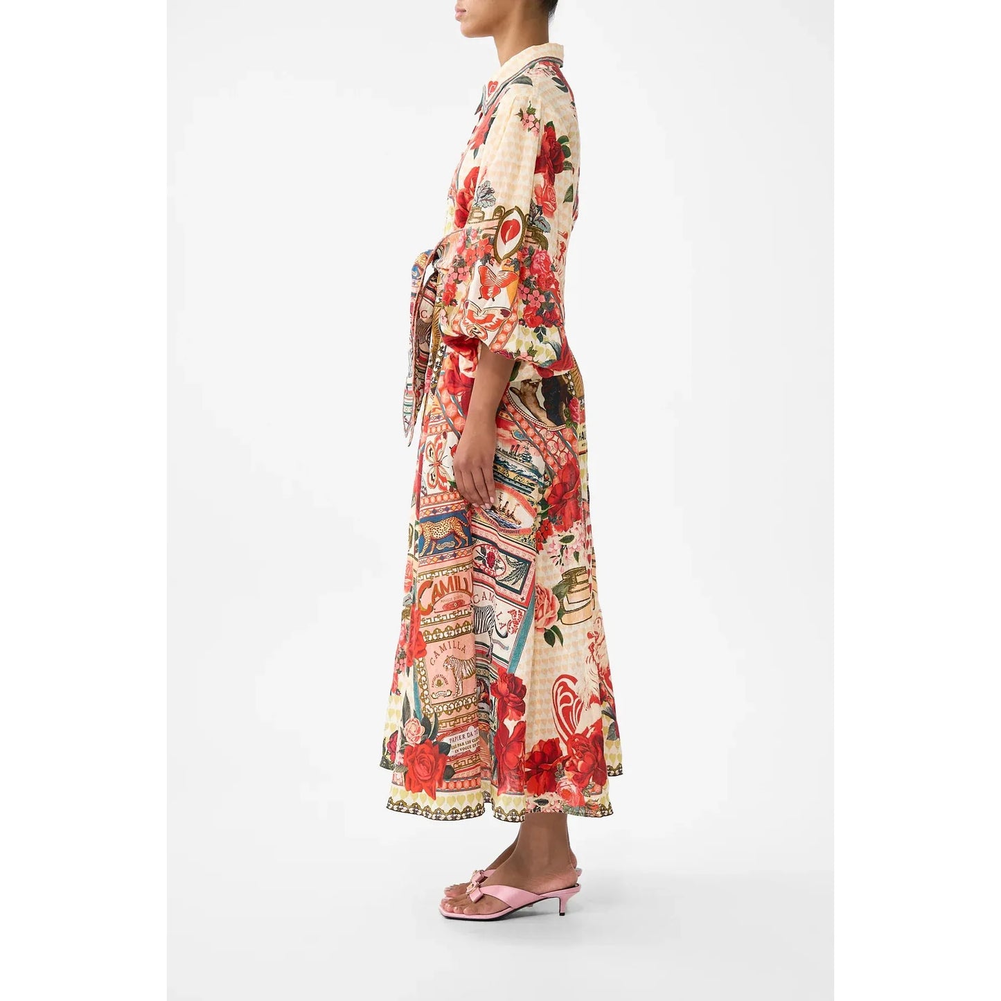 Camilla Waist Tie Shirt Dress With Bubble Sleeve - High Class Hookah Highbrook