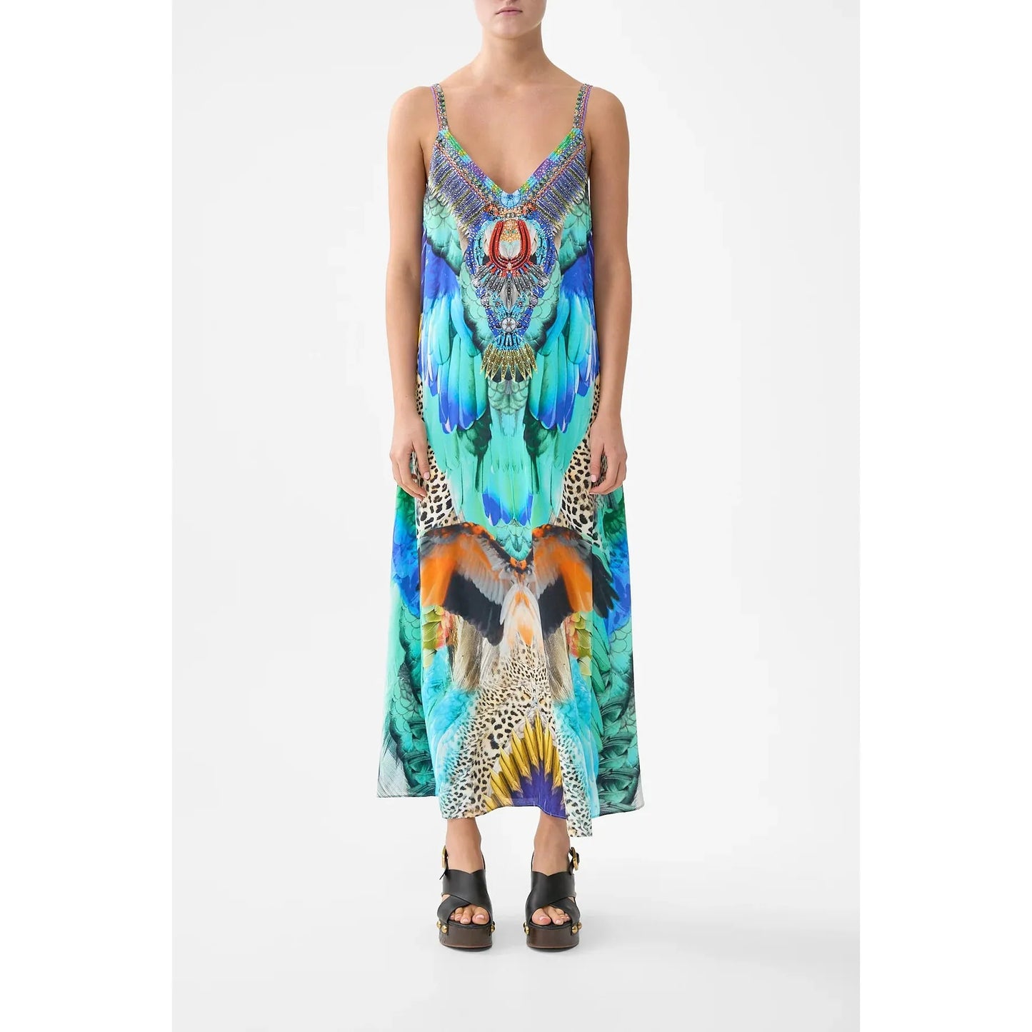 Camilla V Nack Midi Slip Dress - Jungle Flight  Camilla Pisces Boutique