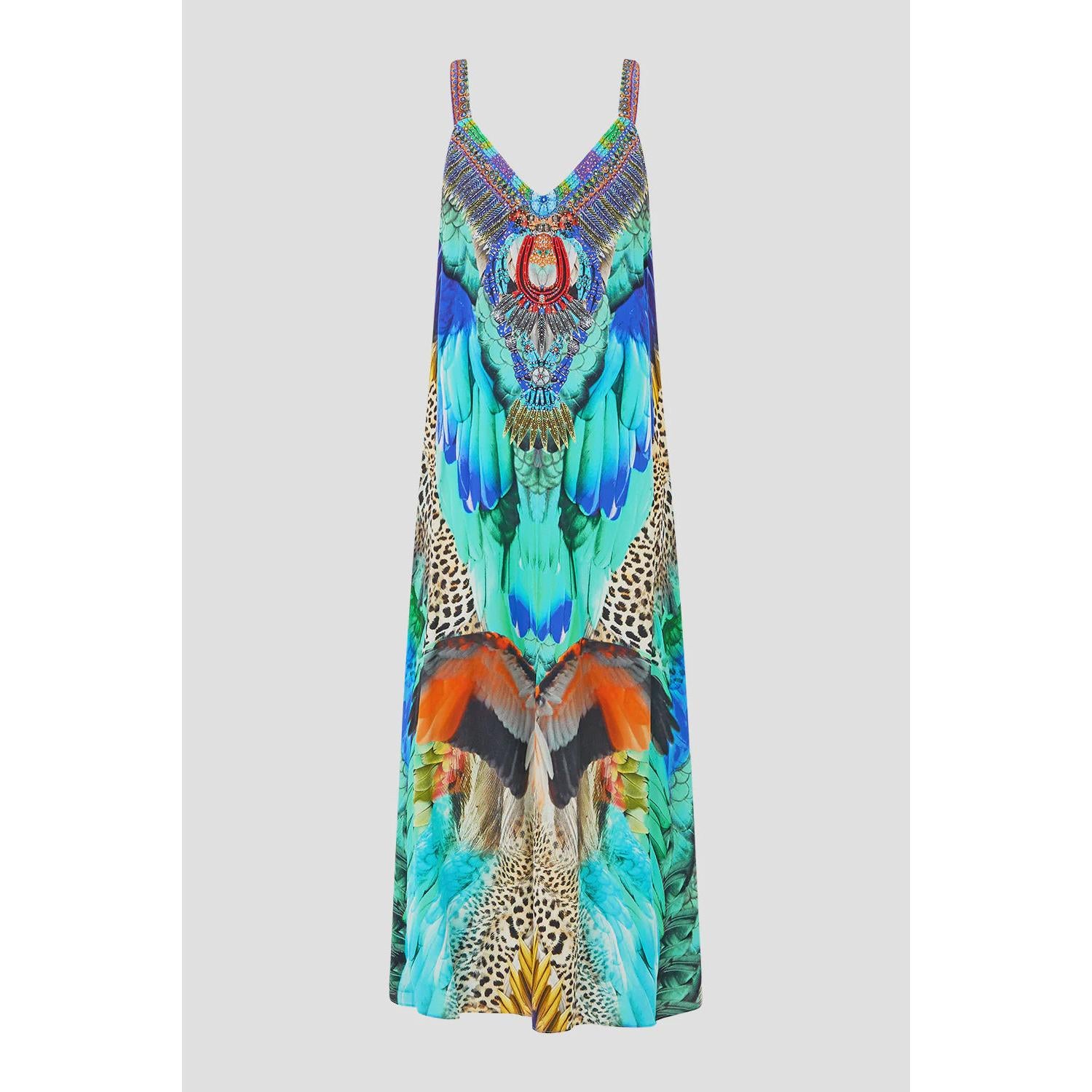 Camilla V Nack Midi Slip Dress - Jungle Flight  Camilla Pisces Boutique