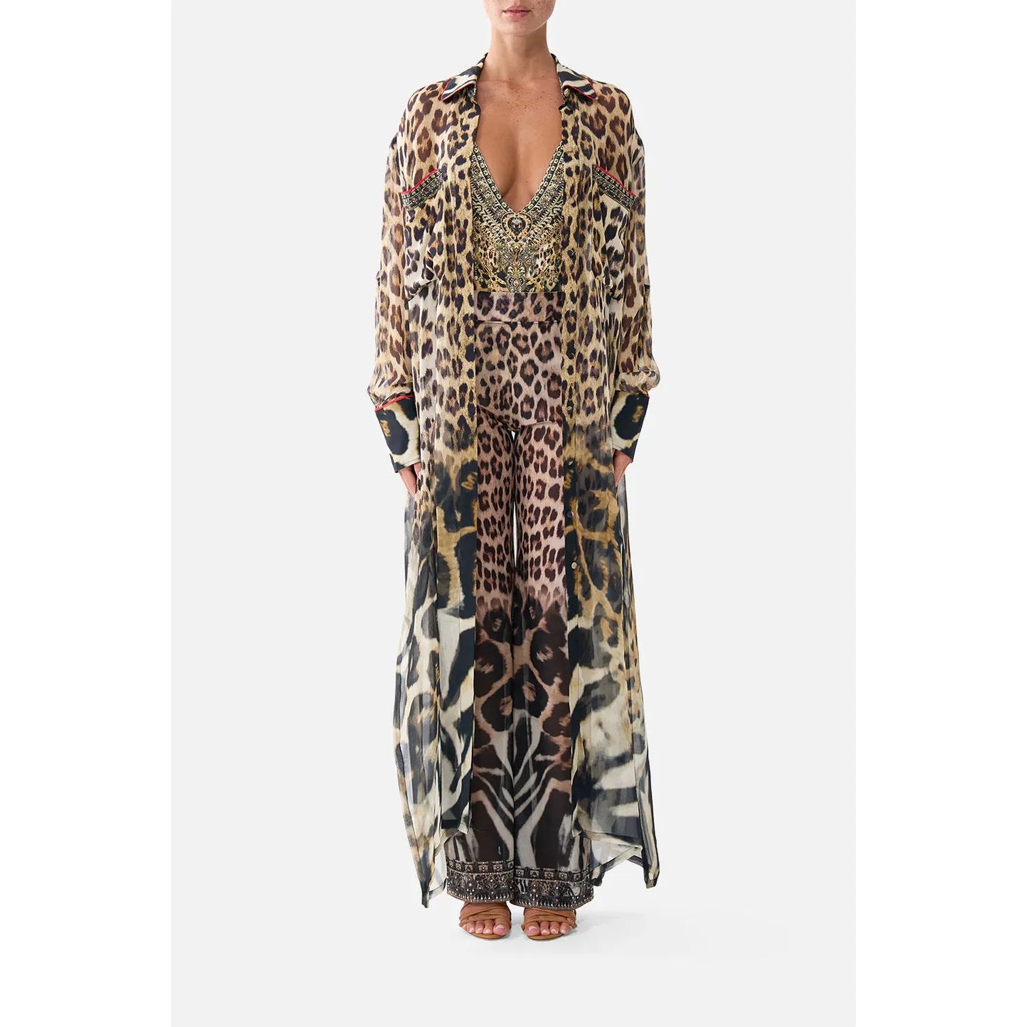 Camilla Button Front Long Dress - Leo Tigra Land  Camilla Pisces Boutique