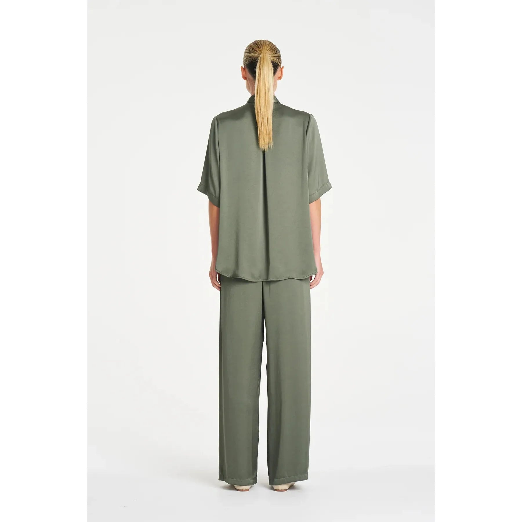 Mela Purdie Maxi  Pace Pant Mirror Satin - Sage  Mela Purdie Pisces Boutique