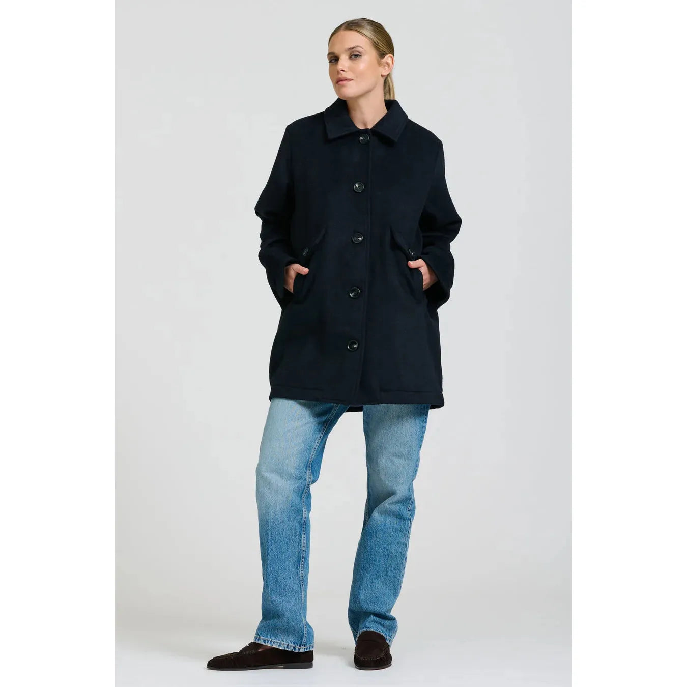 Shirty Selina Swing Coat - Navy  Shirty Pisces Boutique