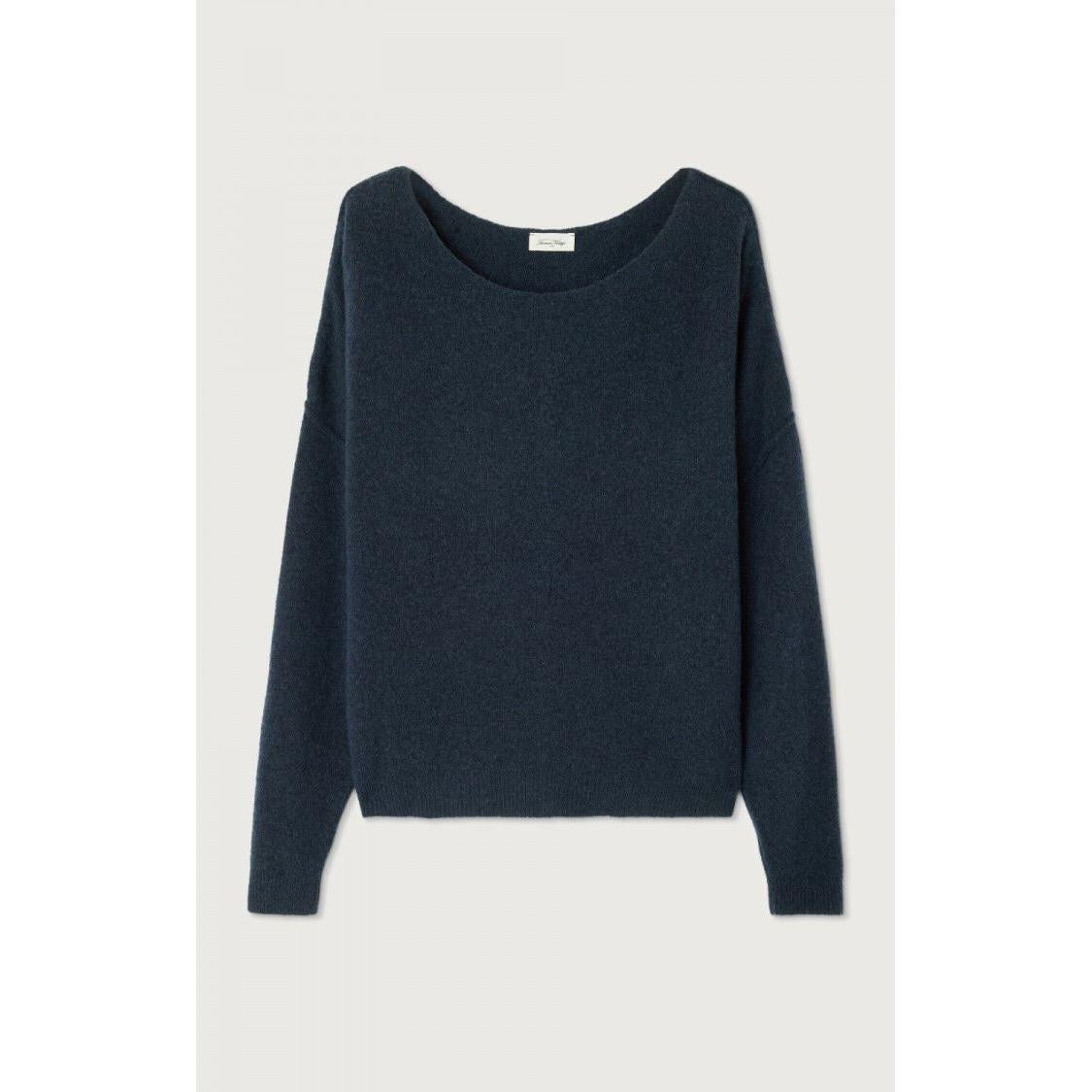 American Vintage Dam225 Pullover - Navy Blue Black Melange  American Vintage Pisces Boutique