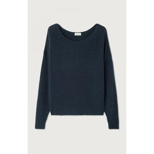American Vintage Dam225 Pullover - Navy Blue Black Melange  American Vintage Pisces Boutique