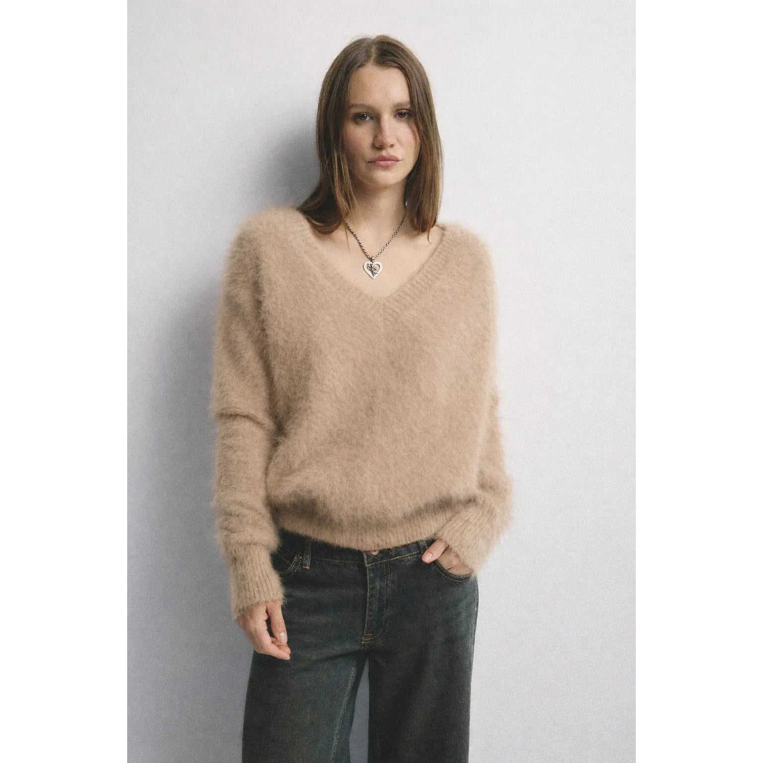 World Of Nomads Olivia Cashmere V- Neck Sweater - Latte  World Of Nomads Pisces Boutique