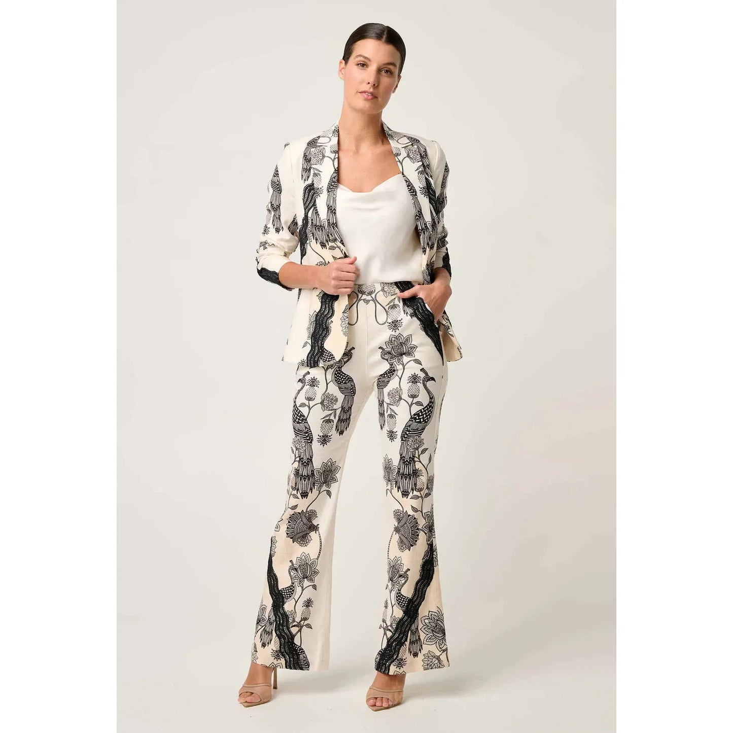 Once Was Leandro Contrast Lace Blazer - Imperial Stone