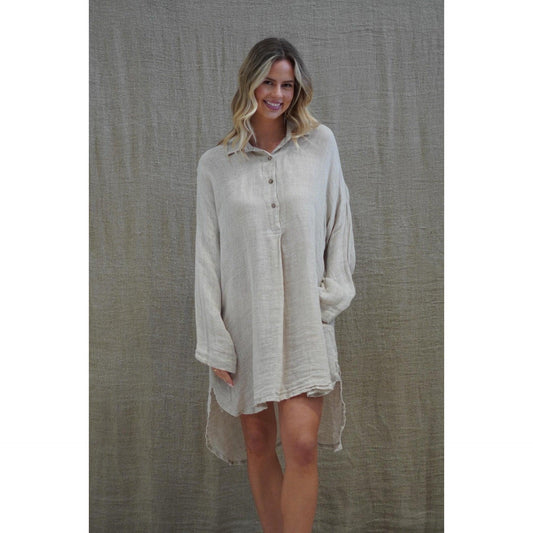 Linens Unlimited Giana Shirt Dress - Natural