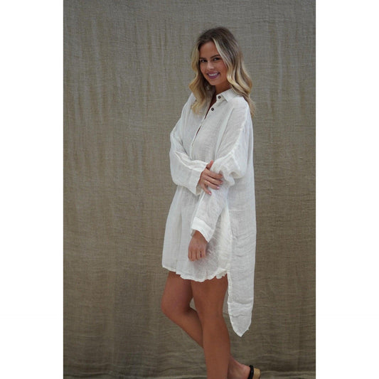 Linens Unlimited Giana Shirt Dress - Ivory