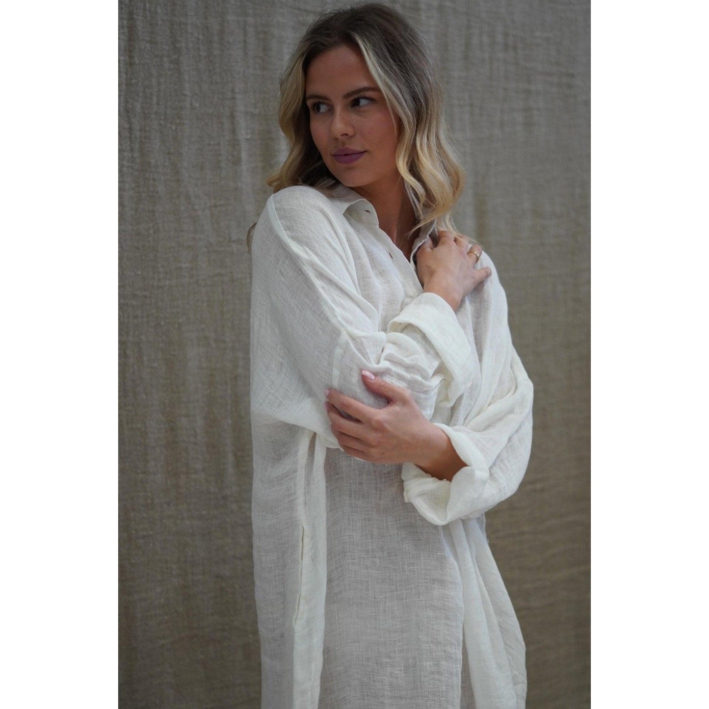 Linens Unlimited Giana Shirt Dress - Ivory