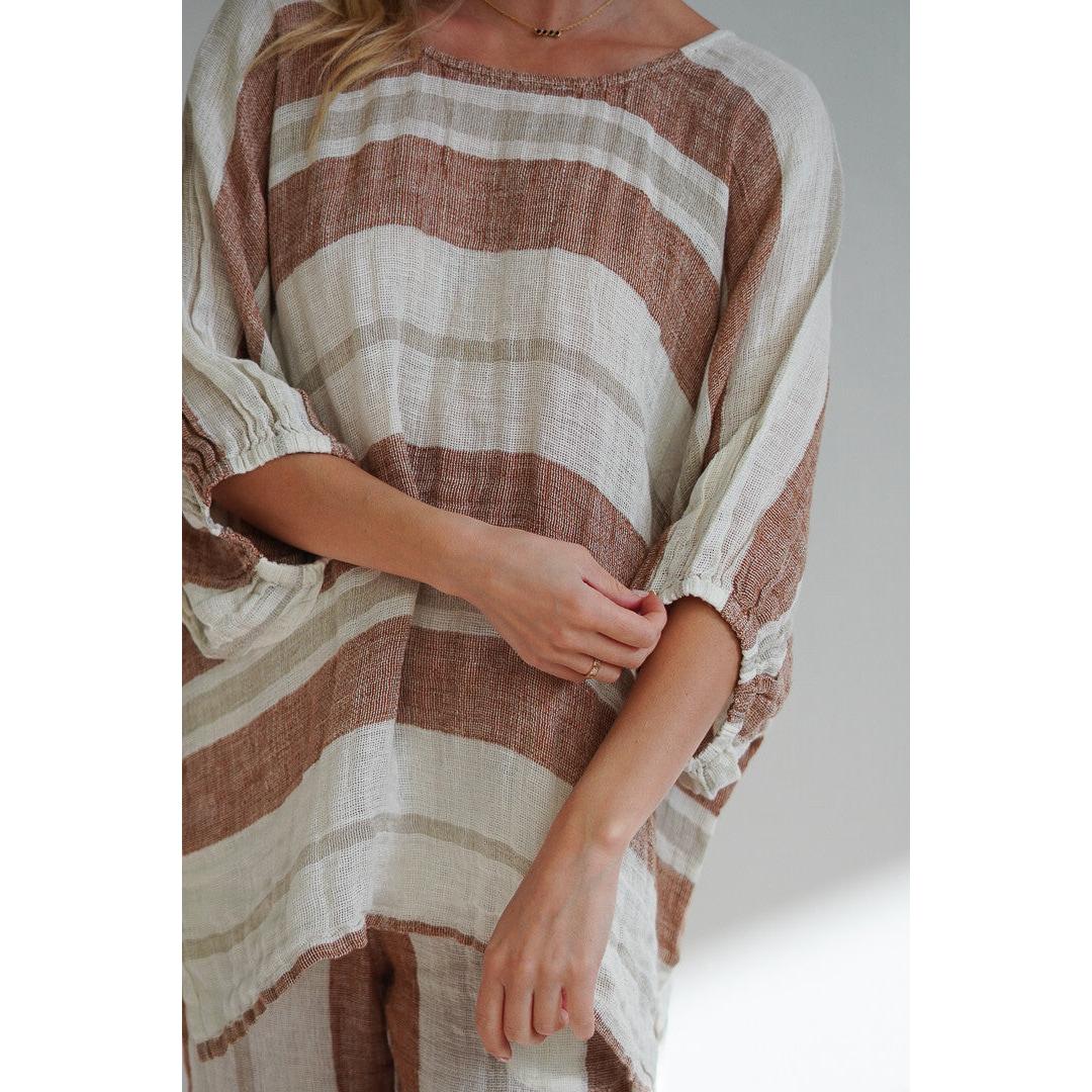 Linens Unlimited Bella Top - Rust Stripey  Linens Unlimited Pisces Boutique