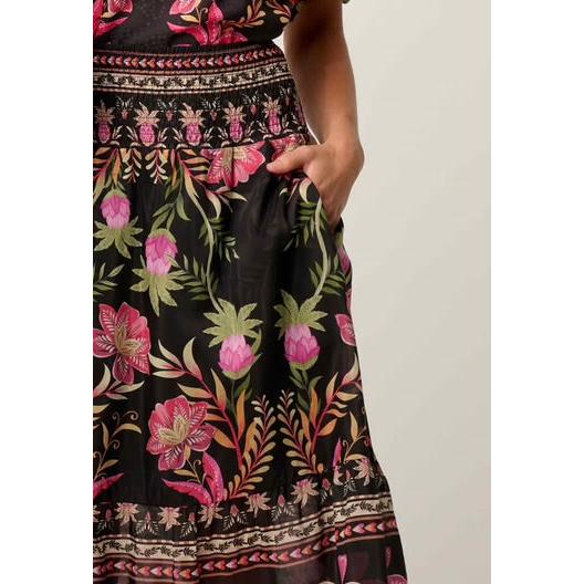 Once Was Cordelia Placement Print Silk Cotton Skirt