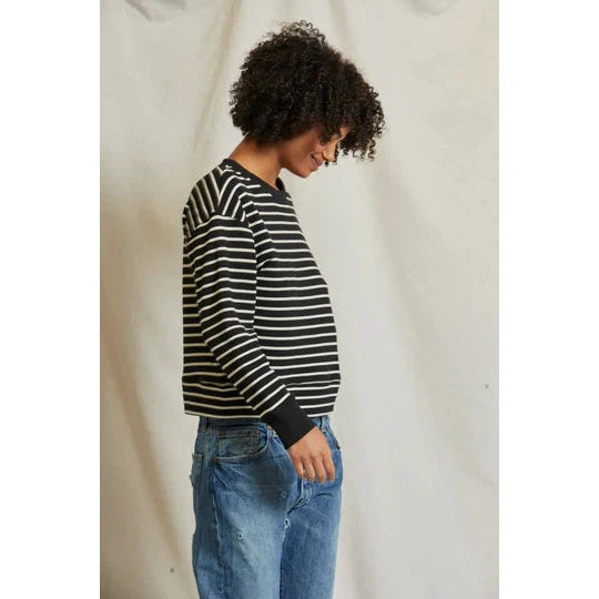 Perfect White Tee Tyler Sweatshirt - Black / Natural Stripe