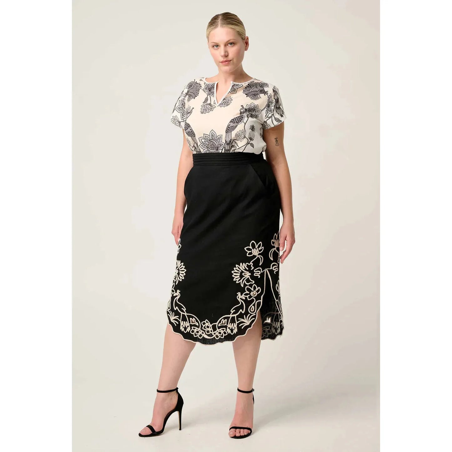 Once Was Avis Dobby Print Top - Imperial Stone