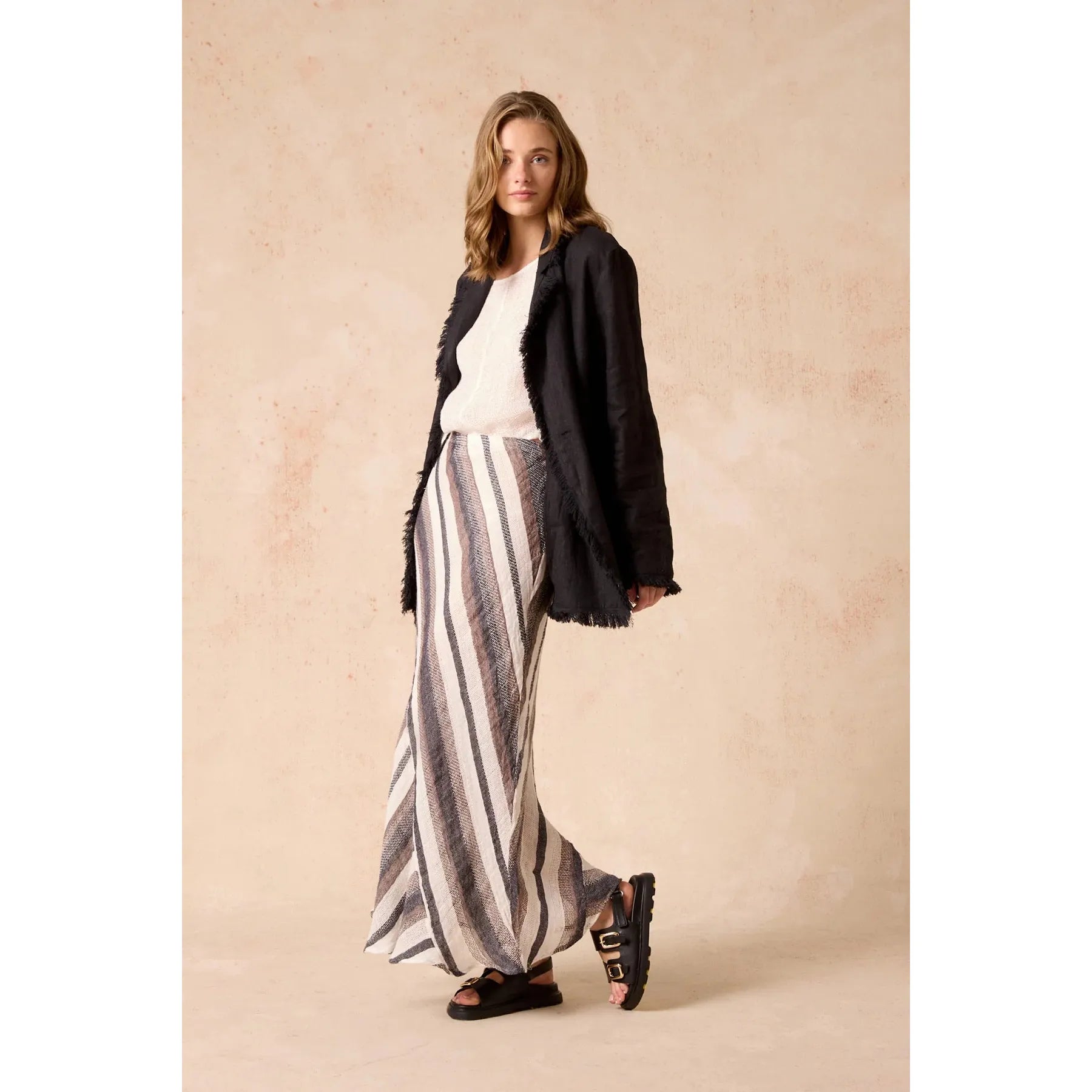 Estilo Emporio Element Skirt - Dark Chocolate Stripe  Estilo Pisces Boutique