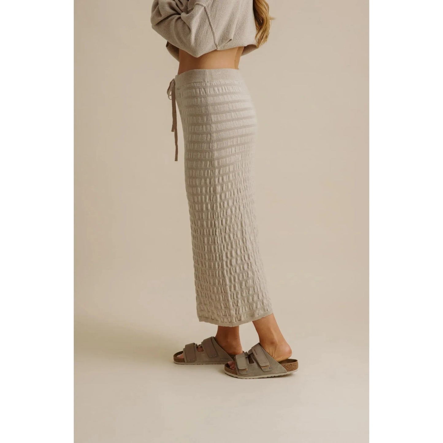 Talamaya Waves Merino Cotton Pleat Skirt - Wheat  Talamaya Pisces Boutique