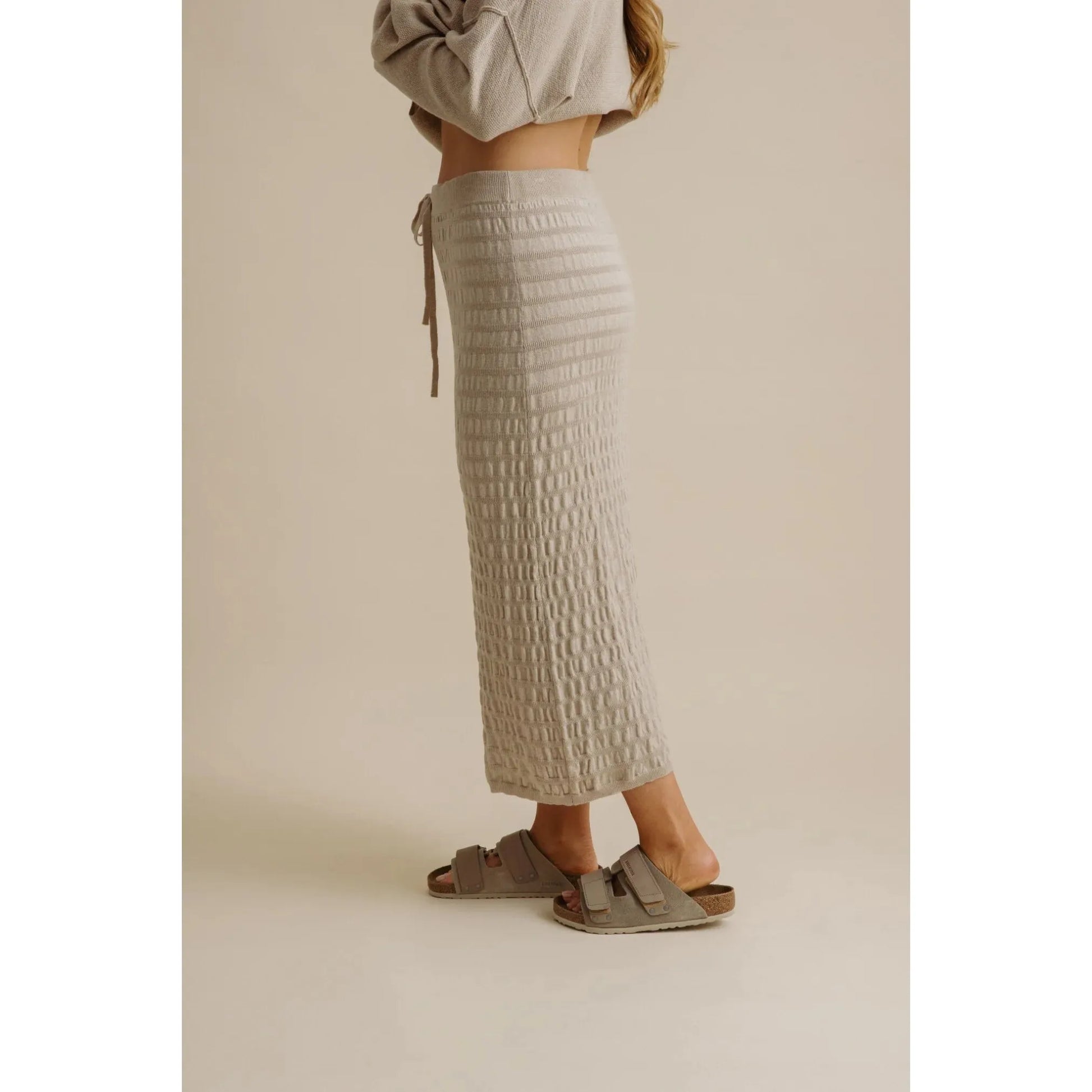 Talamaya Waves Merino Cotton Pleat Skirt - Wheat  Talamaya Pisces Boutique
