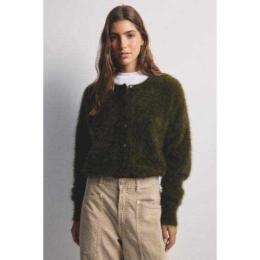 World Of Nomads Frankie Cashmere Crew Cardi - Moss  World Of Nomads Pisces Boutique