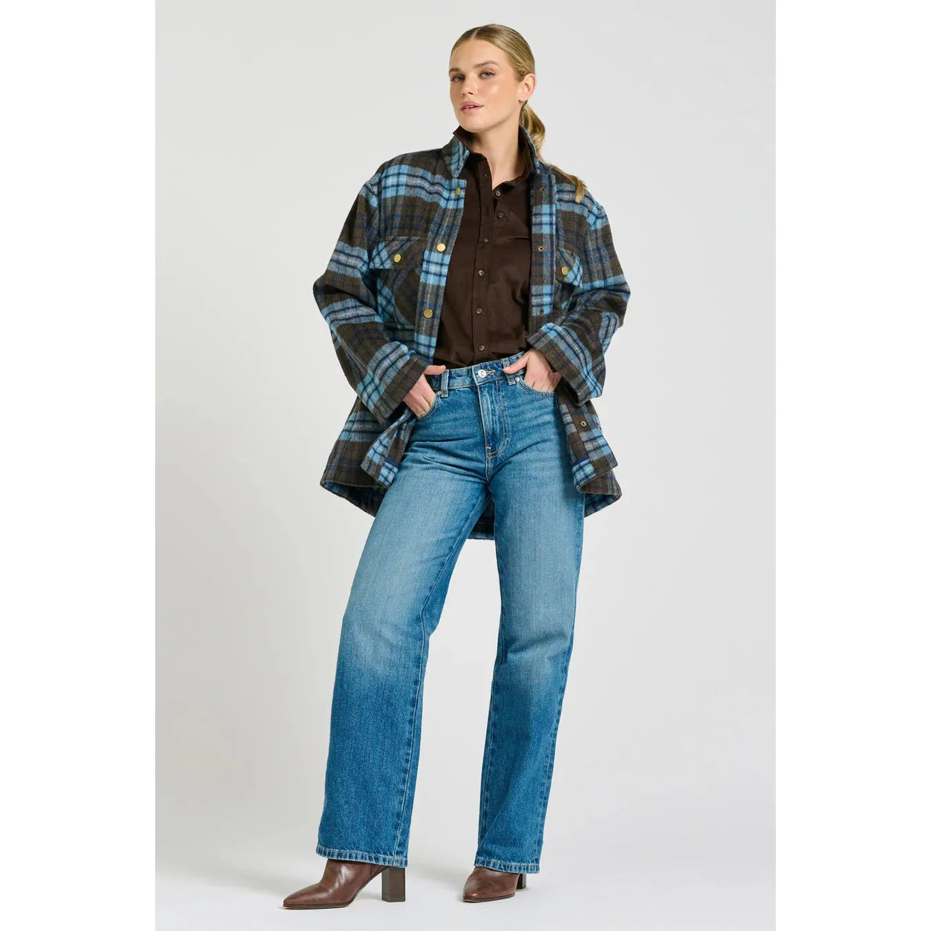 Shirty The Allegra Relaxed Jacket - Blue Plaid  Shirty Pisces Boutique