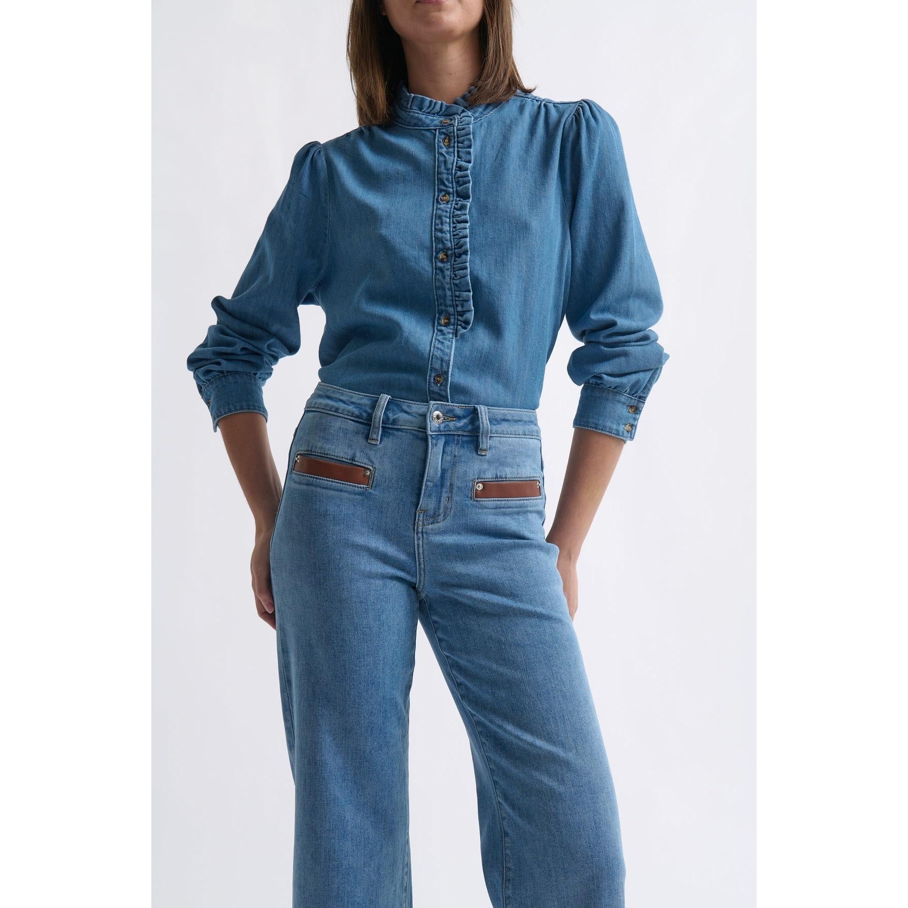 Kireina Freya Jean Leather Pocket - 70s Blue  Kireina Pisces Boutique