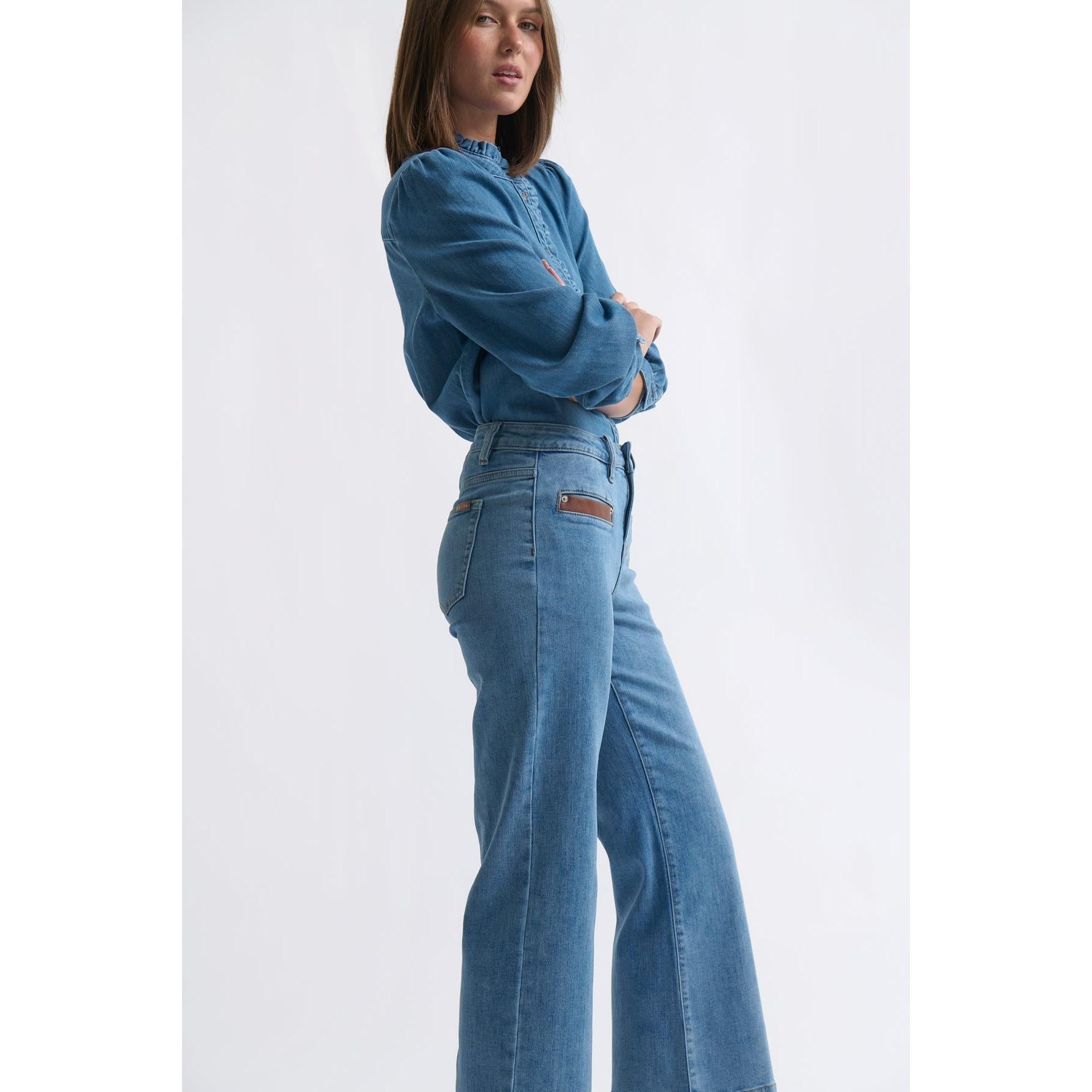 Kireina Freya Jean Leather Pocket - 70s Blue  Kireina Pisces Boutique