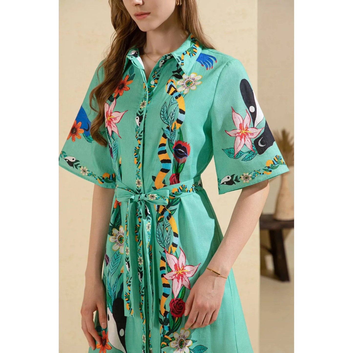 GDS Lente Printed Dress - Green Print