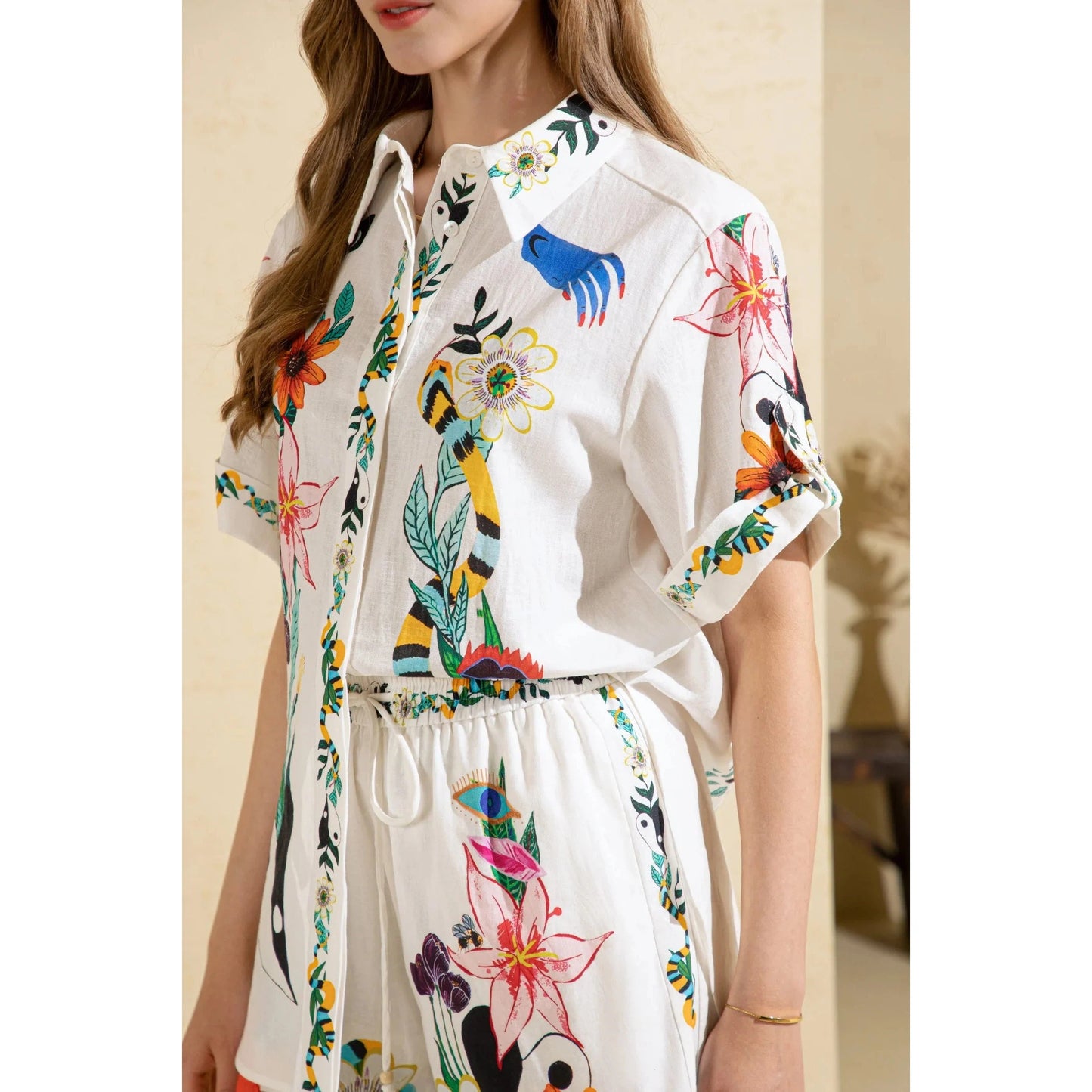 GDS Lente Printed Blouse - White Print