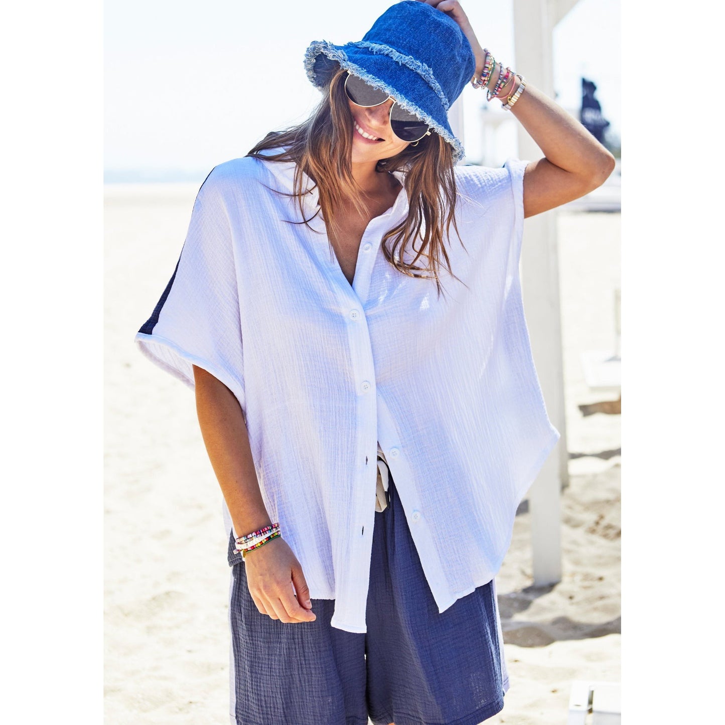 Hammill & Co Resort Beach Shirt - White / Navy