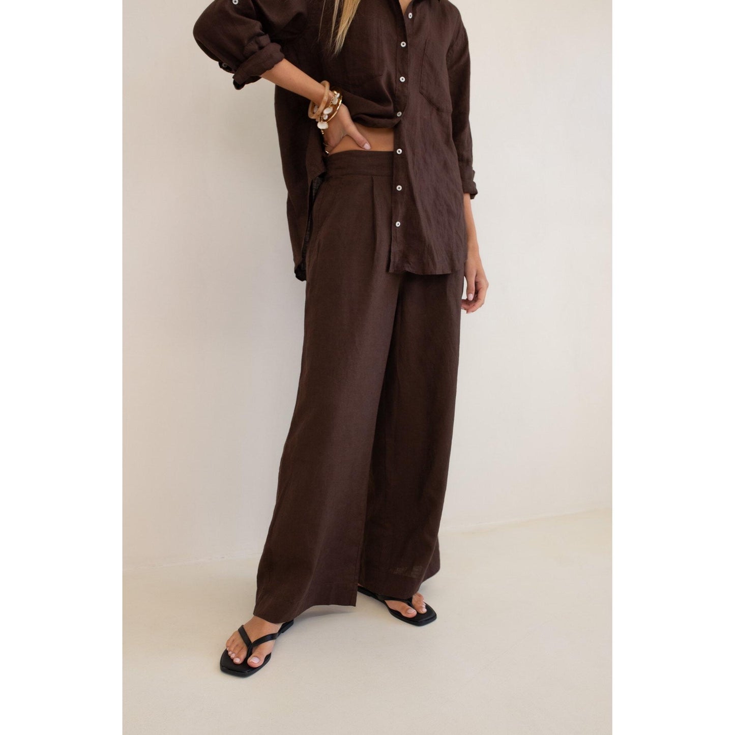 Hut Marcus Linen Pant - Hot Chocolate  Hut Clothing Pisces Boutique