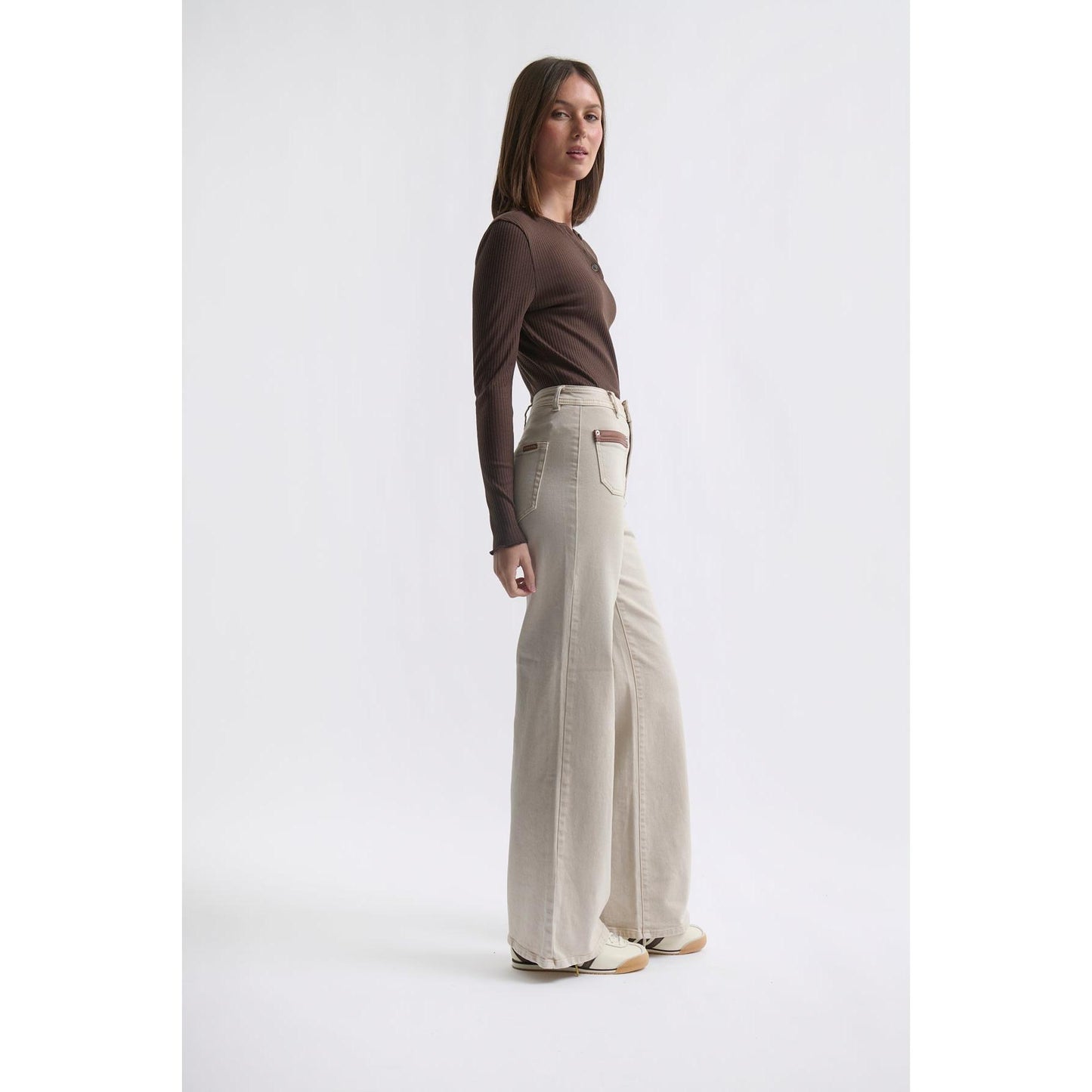 Kireina Harper Jean Leather pocket - Sand  Kireina Pisces Boutique