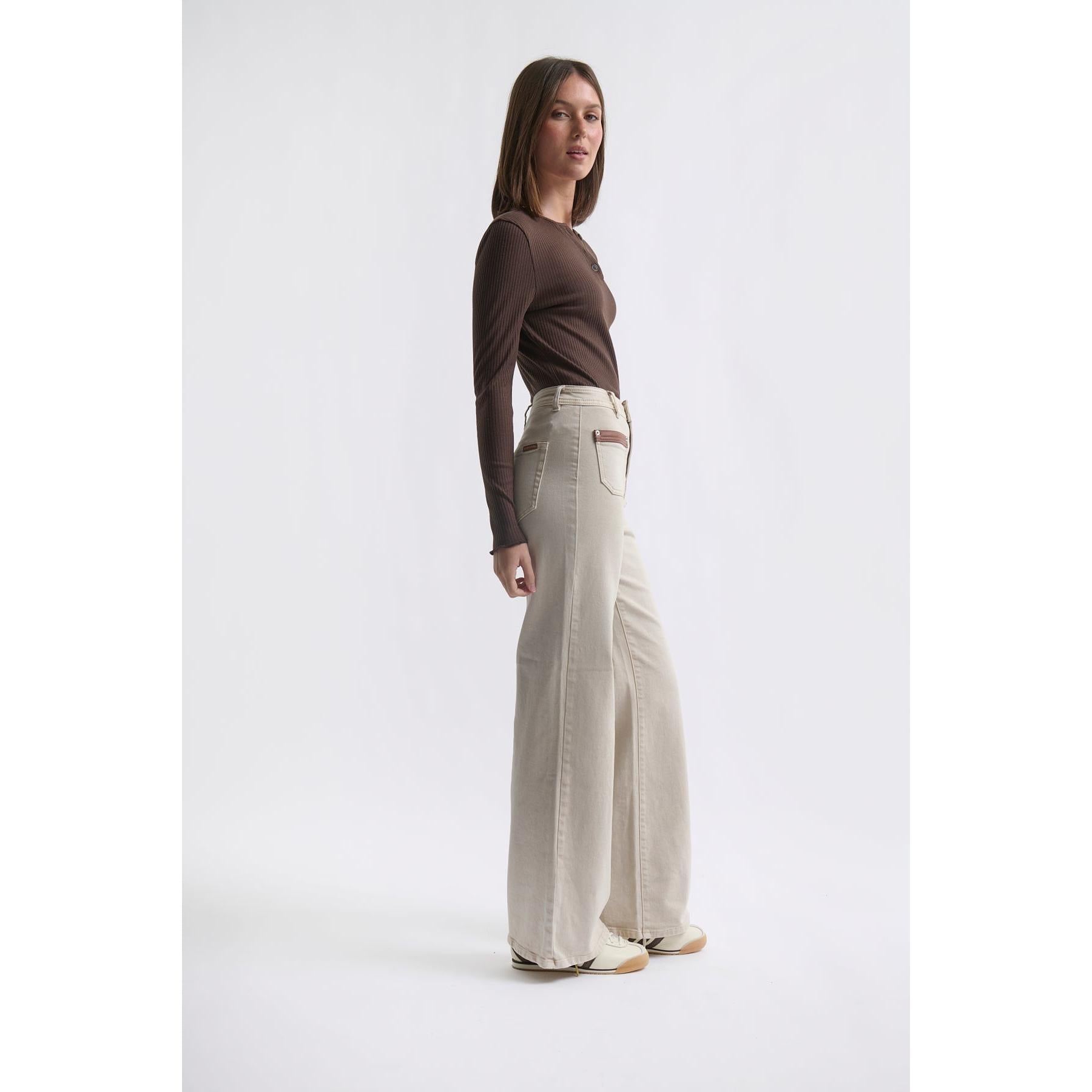 Kireina Harper Jean Leather pocket - Sand  Kireina Pisces Boutique