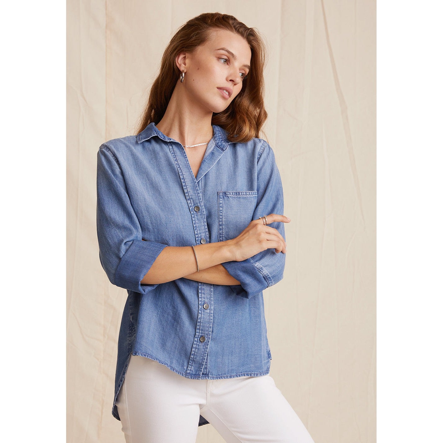 Bella Dahl Shirt Tail Button Down - Medium Ombre Wash