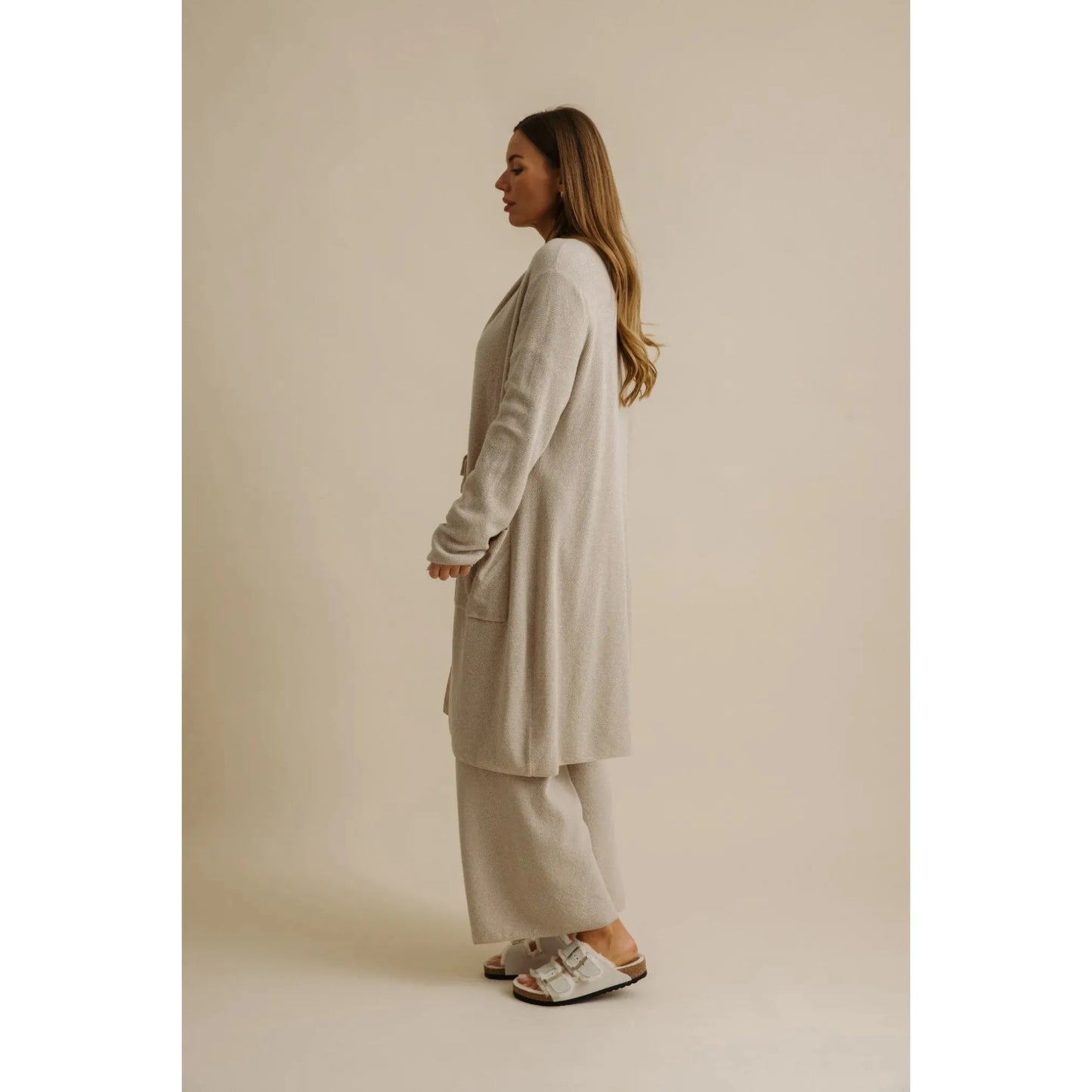 Talamaya Winter Retreat merino Cottonn Shawl Long Cardi - Wheat  Talamaya Pisces Boutique