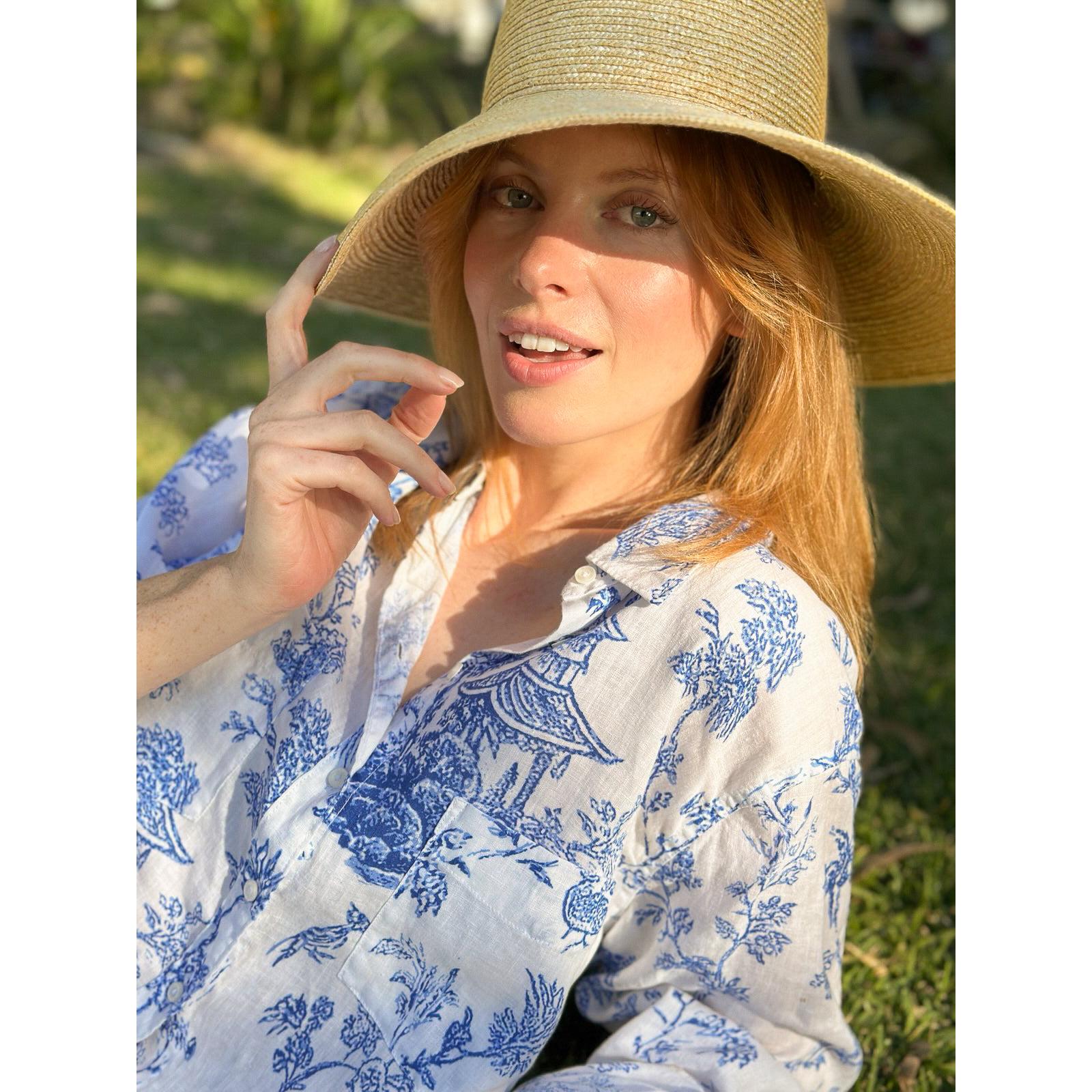 Hut Clothing Boyfriend Linen Shirt - Chinoiserie  Hut Clothing Pisces Boutique