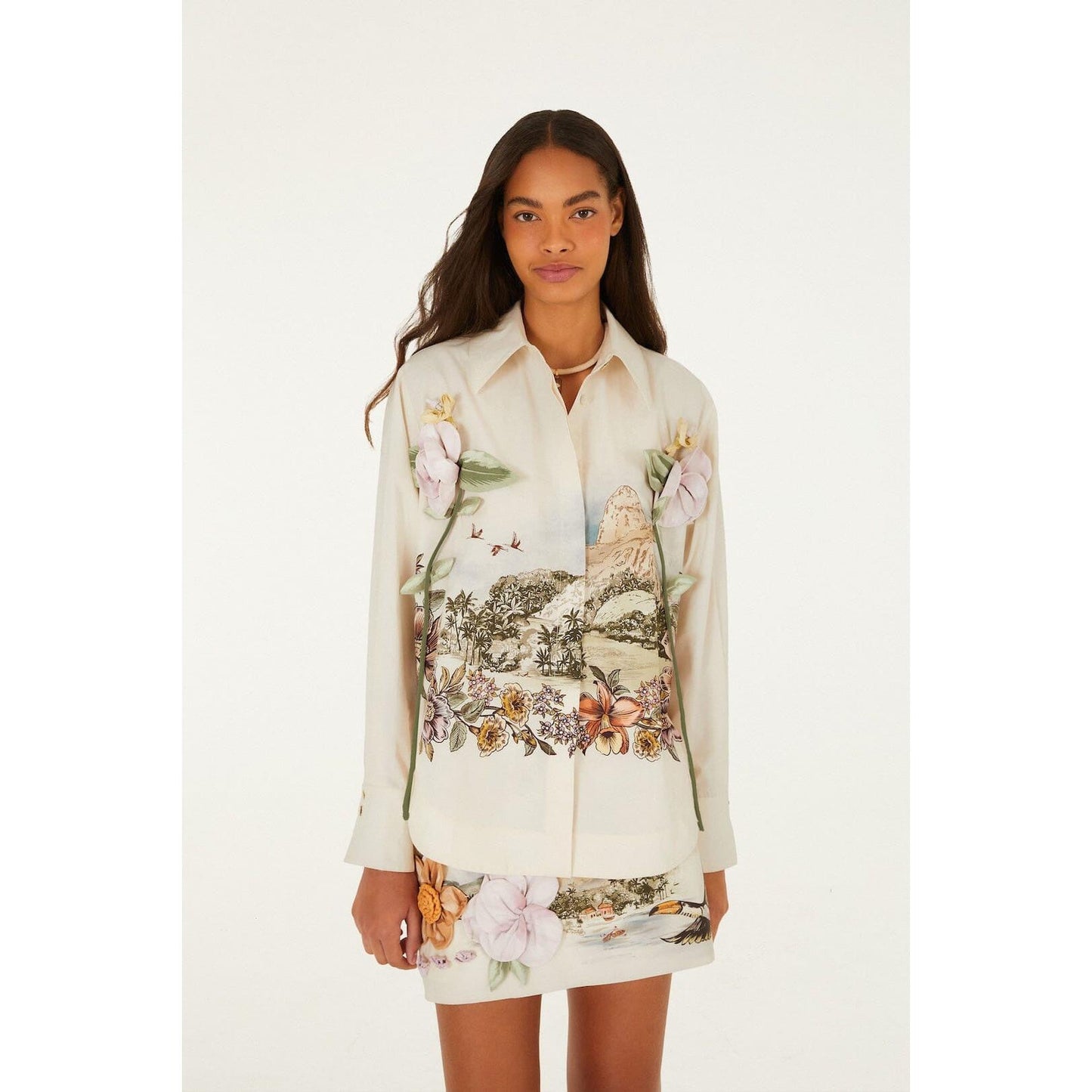 Farm Rio Toile De Rio L/S Shirt - White  Farm Rio Pisces Boutique