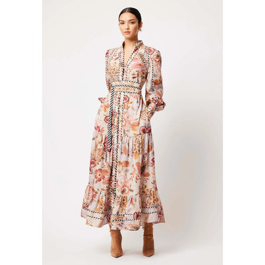 Once Was Vega Contrast Bind Maxi Dress - Aries Floral