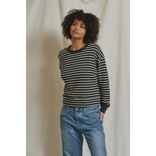 Perfect White Tee Tyler Sweatshirt - Black / Natural Stripe