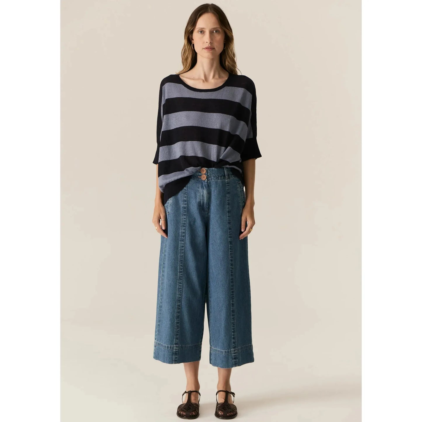 POL Milton Stripe Knit - Ink/ Blue