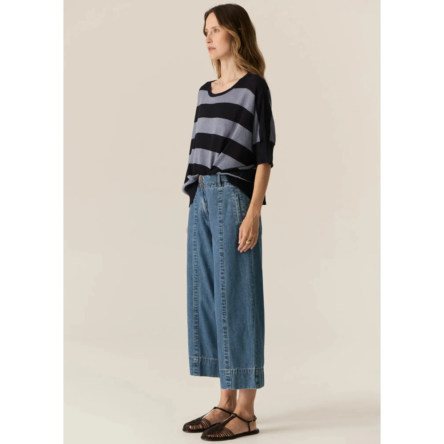 POL Milton Stripe Knit - Ink/ Blue