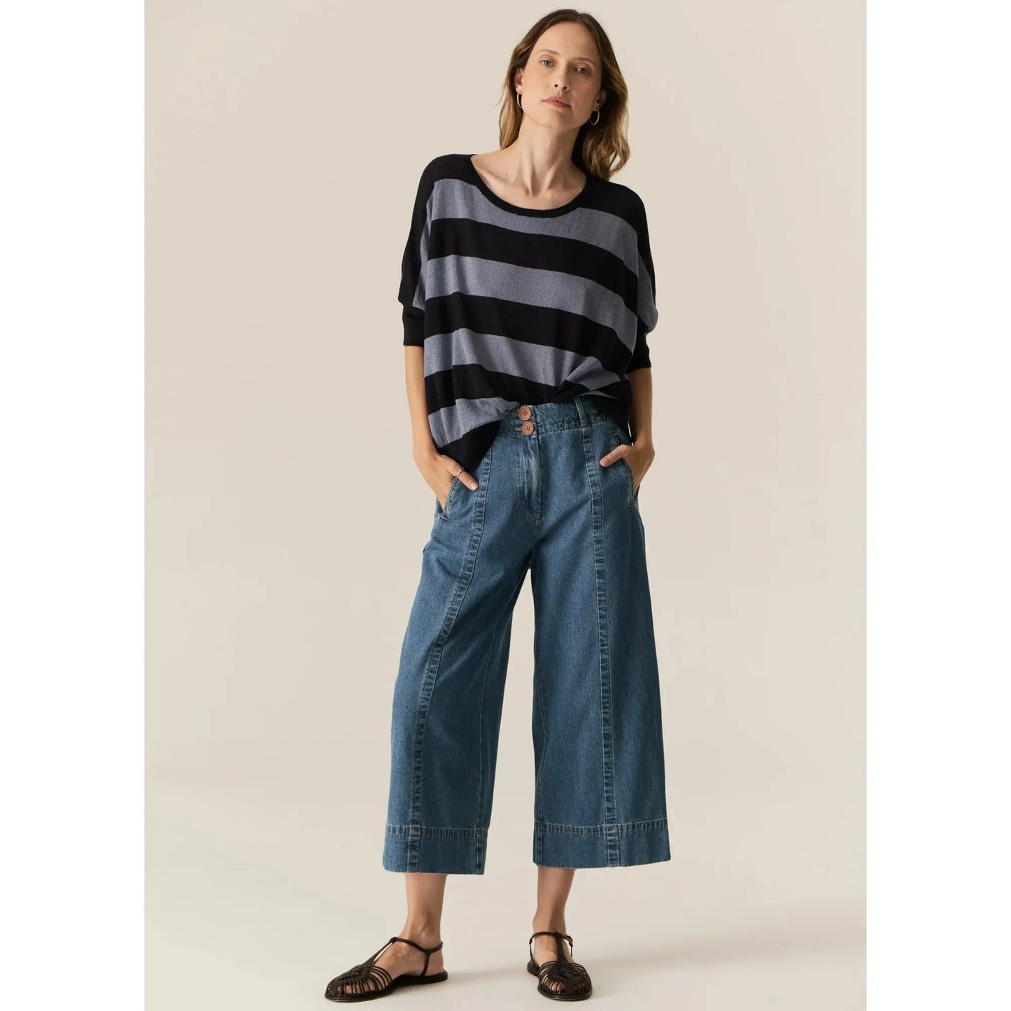 POL Milton Stripe Knit - Ink/ Blue