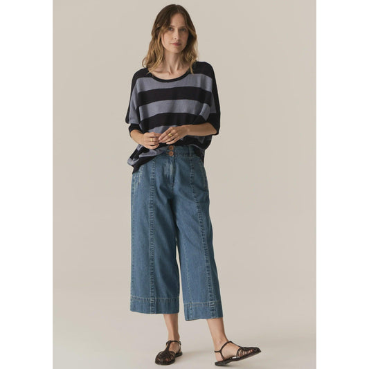 POL Milton Stripe Knit - Ink/ Blue