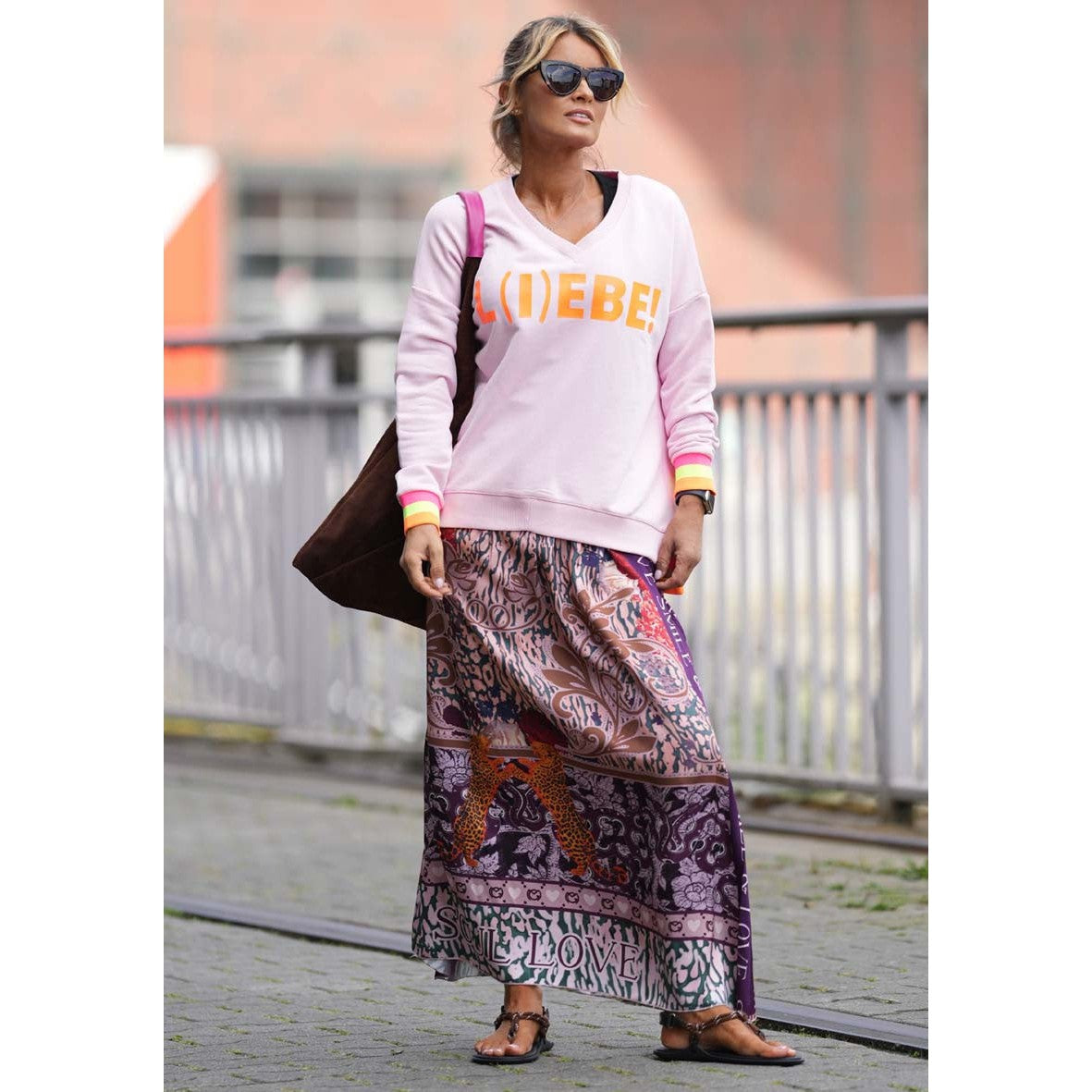 Miss Goodlife Maxi Skirt Lilac Snake - Multi