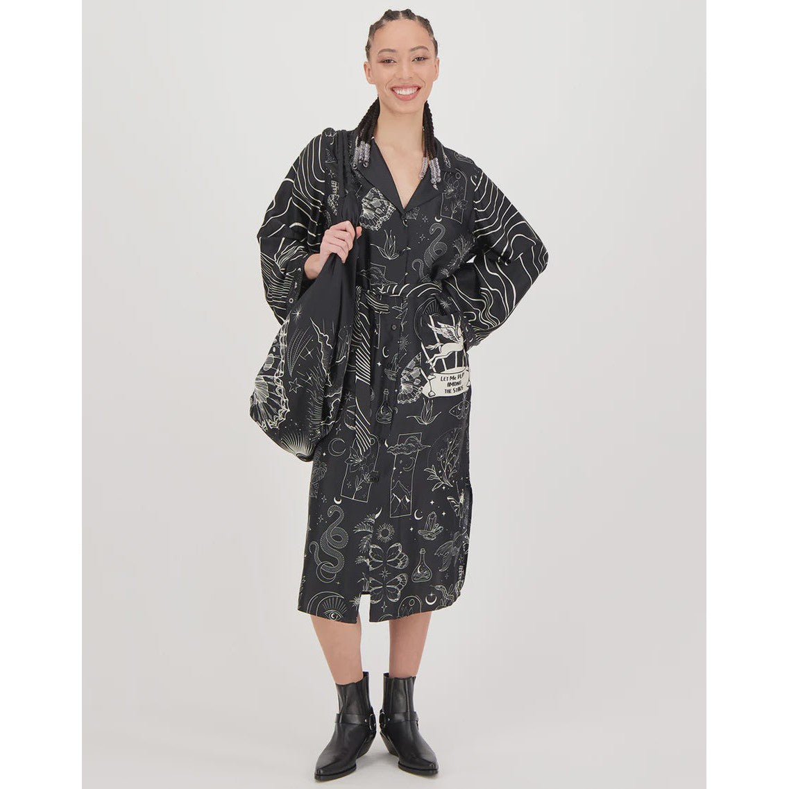 ME 369 Nova Kimono Dress - Black Magic