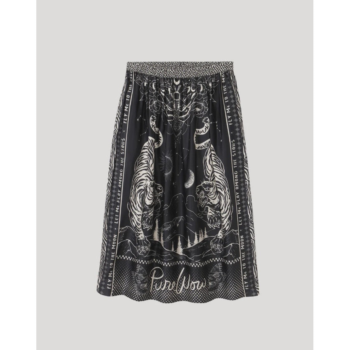 ME 369 Vanessa Printed Midi Skirt - Black Magic