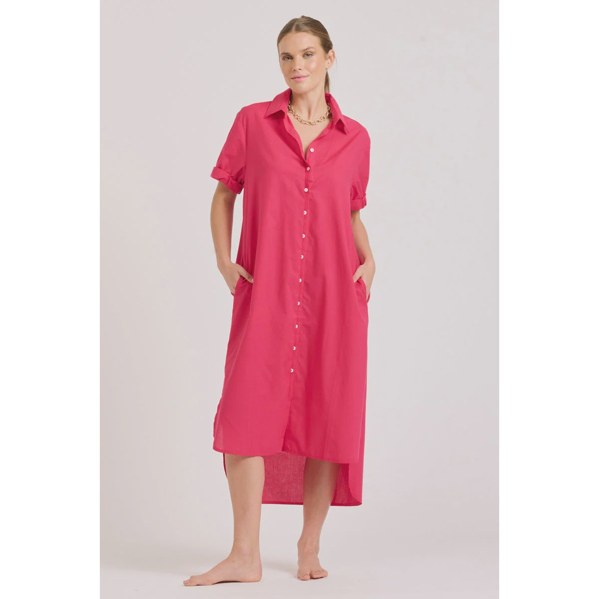 Shirty The Annie S/S Shirt Dress - Raspberry